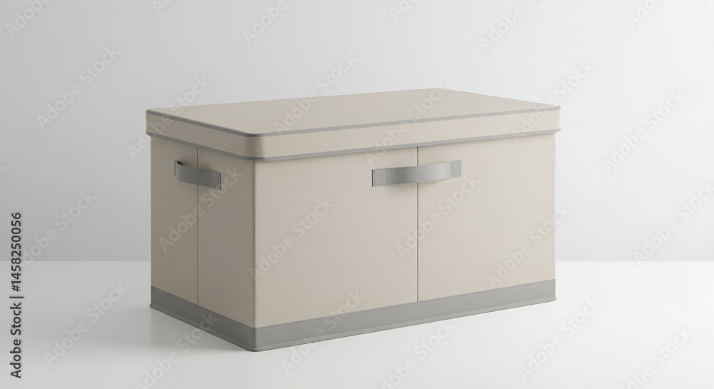 Fabric wardrobe storage box with lid, placed on clean white background Fabric wardrobe storage box with lid, placed on clean white background