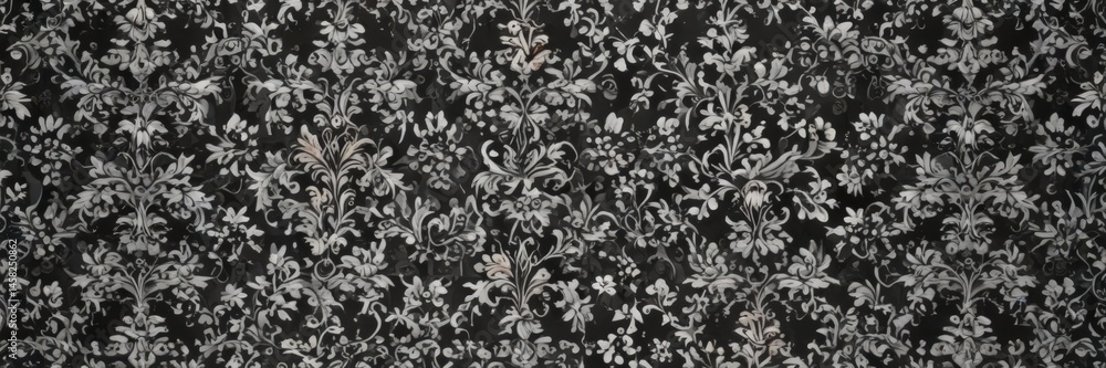 Black and white gothic floral damask, intricately woven seamless pattern, luxury, floral Black and white gothic floral damask, intricately woven seamless pattern, luxury, floral