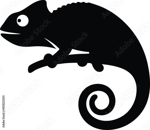 Chameleon black silhouette logo vector