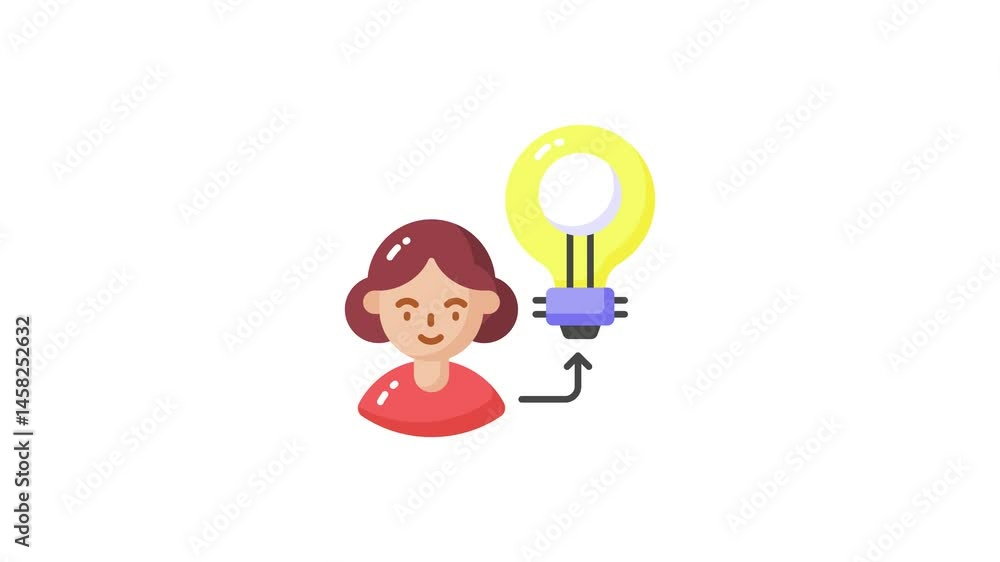An avatar of young lady with light bulb depicting creative employee concept vector design An avatar of young lady with light bulb depicting creative employee concept vector design