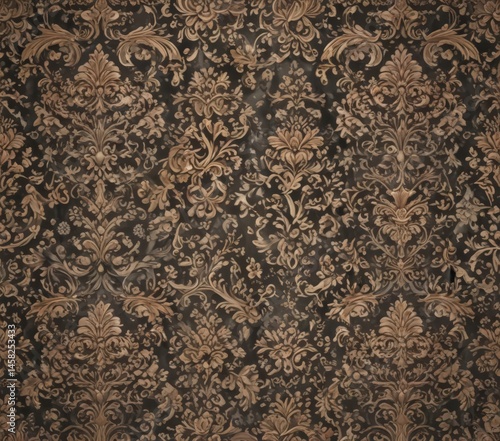 Intricate damask floral pattern, elegant texture, pattern, gold