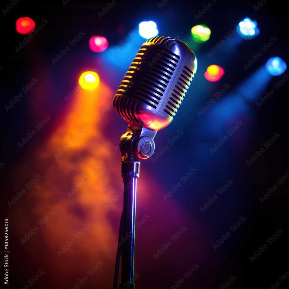 Vintage Microphone on Stage