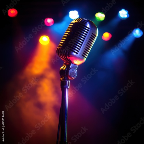 Obraz na płótnie Vintage Microphone on Stage w salonie