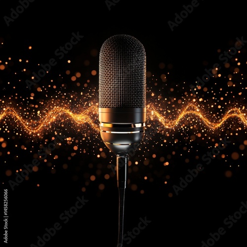 Obraz na płótnie Microphone with Sound Waves w salonie