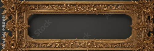 Intricate gold leaf frame, delicate details, aged texture,  scrollwork,  decorative