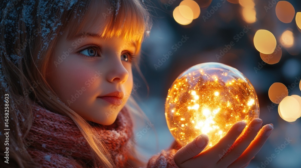 Naklejka premium Winter Wonderland: A Child's Magical Encounter