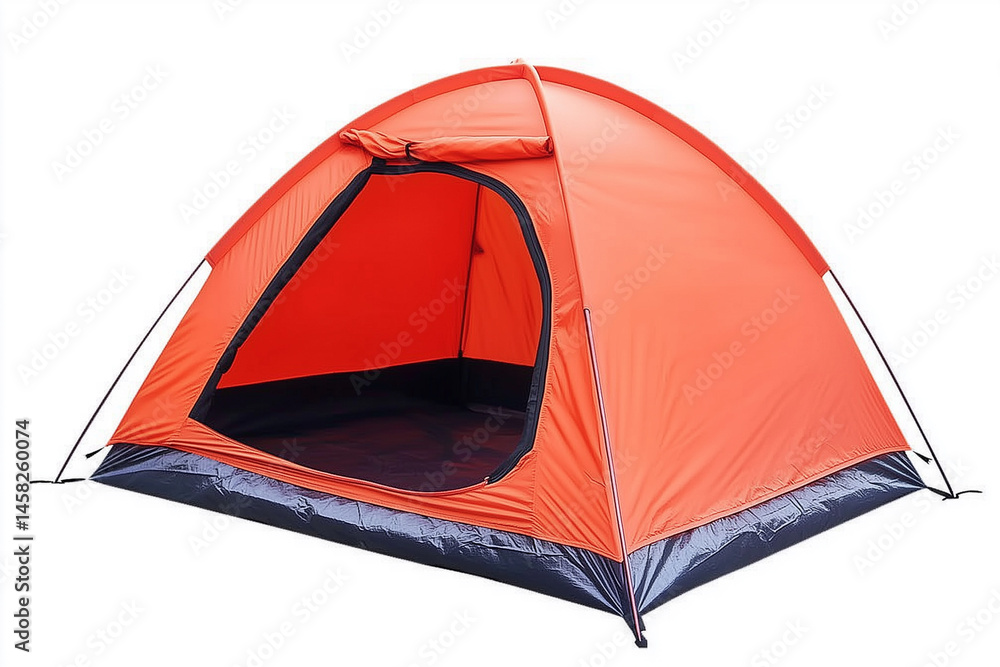 Open orange tourist camping tent Open orange tourist camping tent