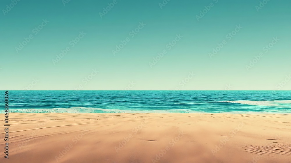 Fototapeta premium Sandy Beach with Calm Ocean, and Summer.
