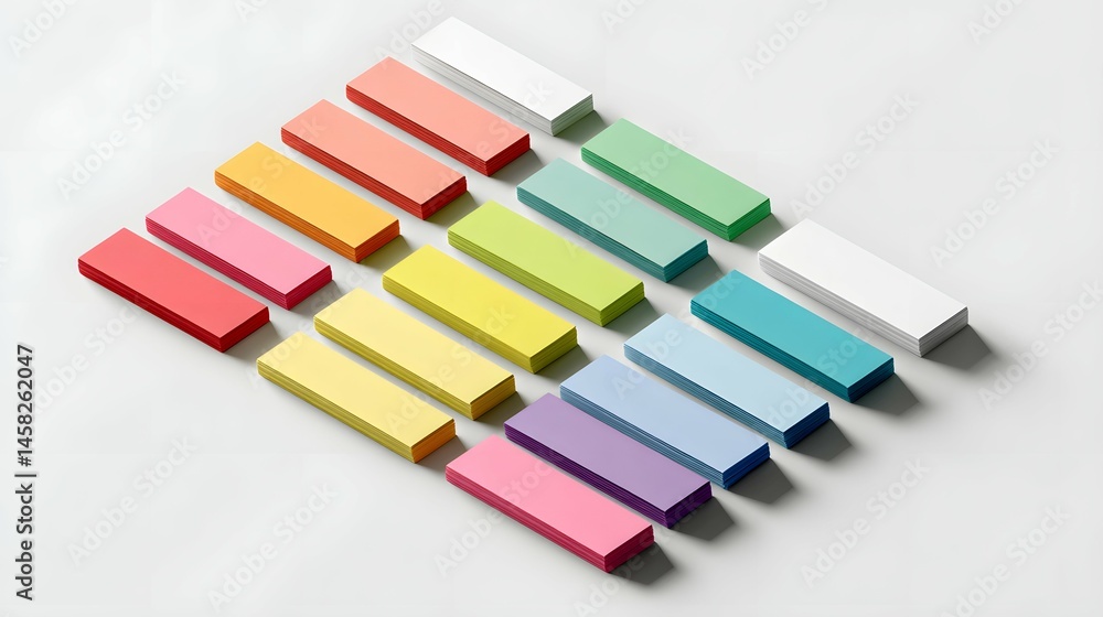 Colorful page flags parade like confetti on a crisp desk, ready for organization fun.