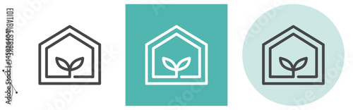 エコ住宅、断熱性・気密性の高い省エネルギー住宅｜ライン・アイコン　[線の編集可能]