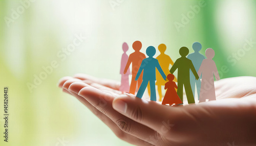 Colorful Paper People in Hands