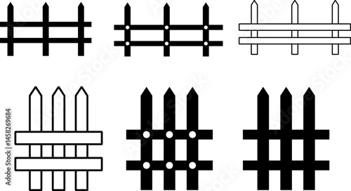 Fence icons set. Safety signs. repair and construction. stop sign. Garden fence icons 

