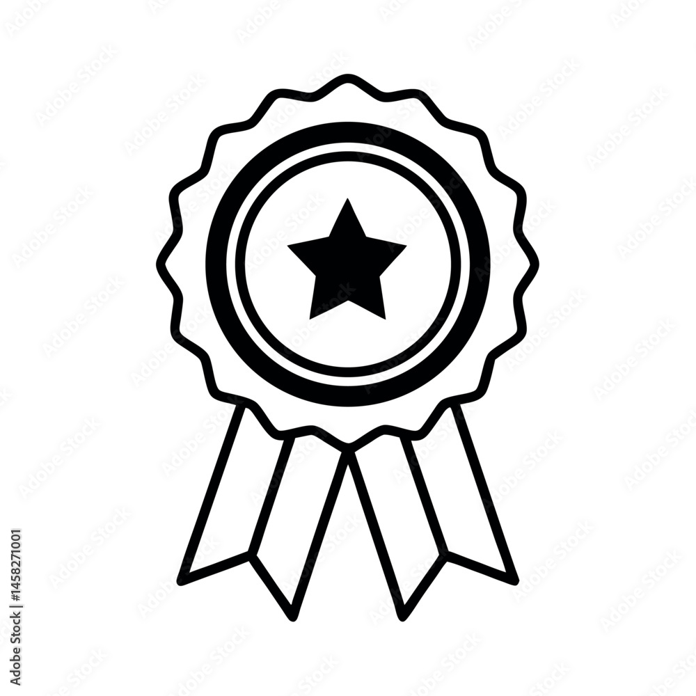 Patriotic Ribbon Badge with Clear Outline Design on White Background Patriotic Ribbon Badge with Clear Outline Design on White Background
