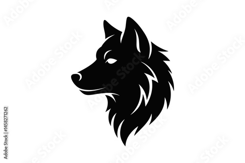 Black wolf head profile vector illustration art