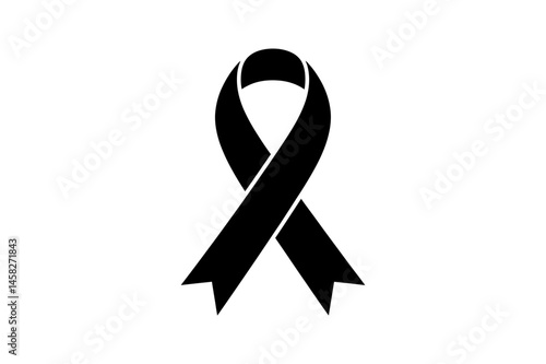 Black ribbon mourning symbol for loss and grief