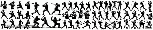 Baseball Players Silhouette Set