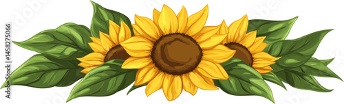 sunflower decoration isolated on white background with clipping path