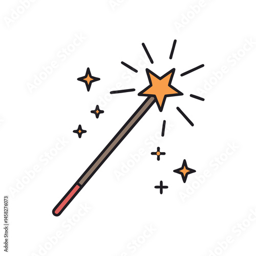 Sparkling Sparklers Stick Icon with Starry Effects for Parties