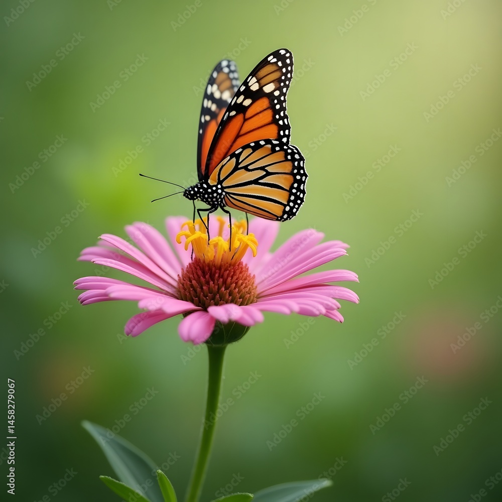 Fototapeta premium monarch butterfly on pink flower