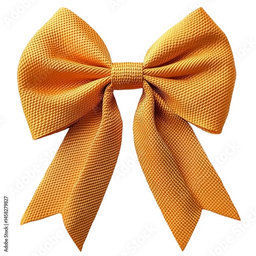 Front view of a tangerine orange summer bow isolated on a white transparent background.