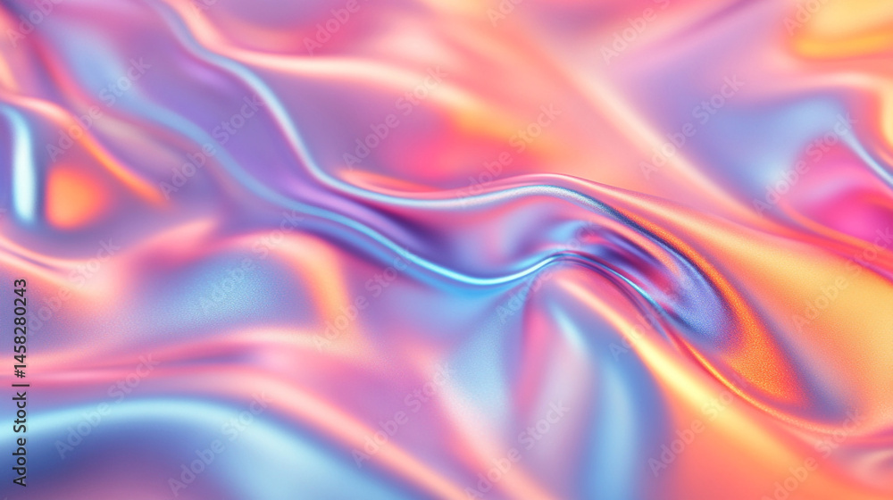 Fototapeta premium Sunset Wave Backgro Pastels Fluid Iridescent Metallic
