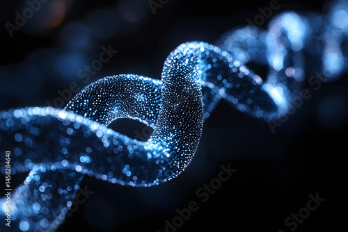 Futuristic DNA Helix in Blue Light for Genetic Science Concepts and Design