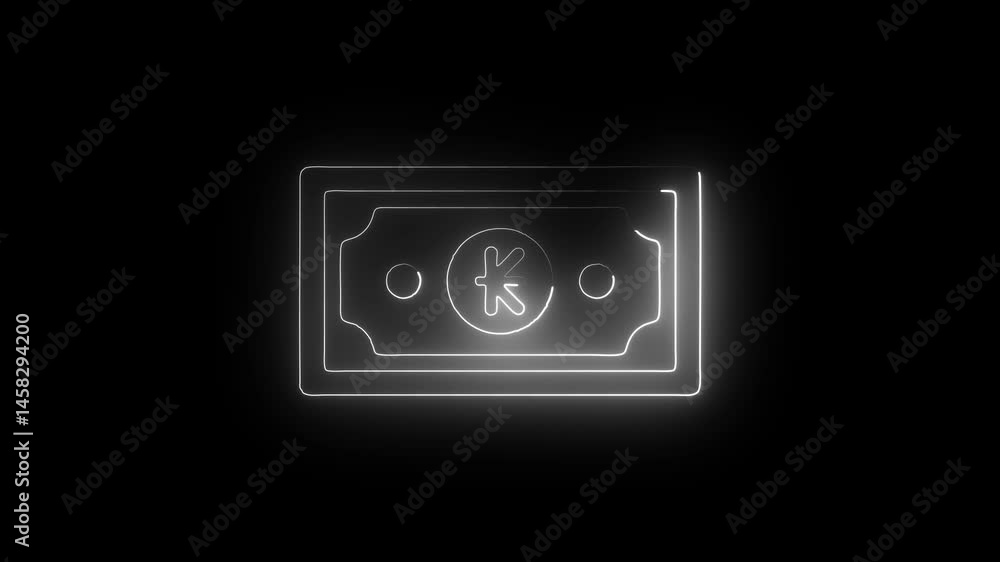 Glowing neon kip icon isolated on black background. HD Video motion graphic animation Glowing neon kip icon isolated on black background. HD Video motion graphic animation