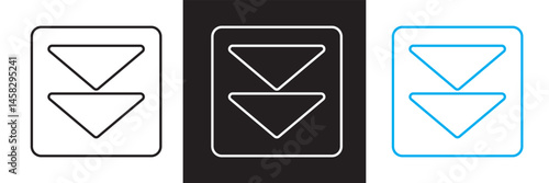 Expand down icon. Vector for websites, mobile interfaces, presentations, banner, visual branding etc. Vector illustration. isolated on white and black background. EPS 10