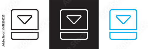 Expand down icon. Vector for websites, mobile interfaces, presentations, banner, visual branding etc. Vector illustration. isolated on white and black background. EPS 10