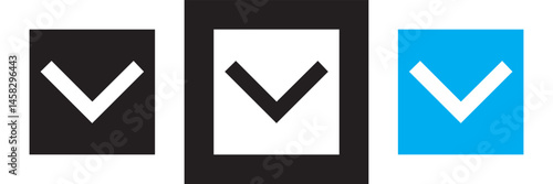 Expand down icon. Vector for websites, mobile interfaces, presentations, banner, visual branding etc. Vector illustration. isolated on white and black background. EPS 10