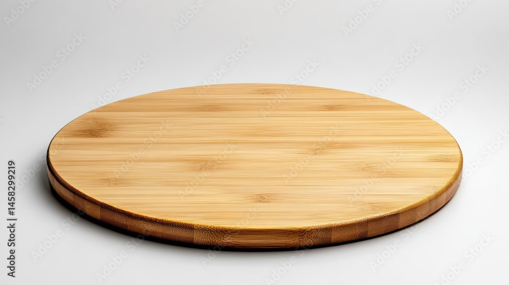 Round Bamboo Cutting Board on White Background Round Bamboo Cutting Board on White Background