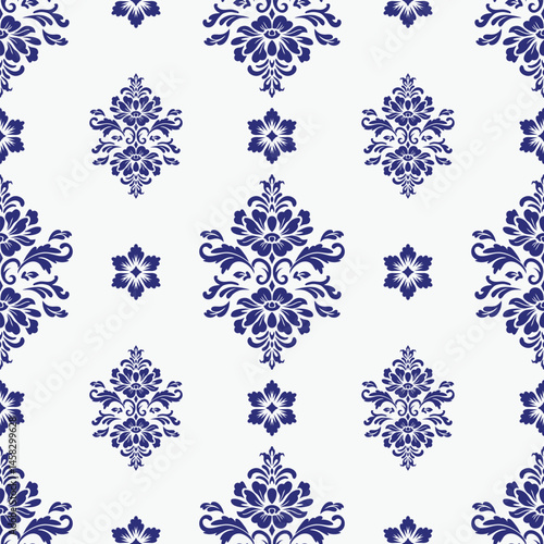 Elegant Seamless Damask Pattern – Vintage Ornamental Floral Background for Luxury Design and Home Decor