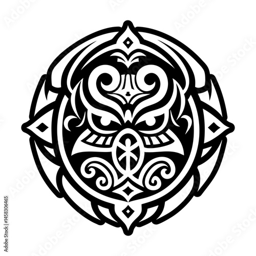 A filled style icon of ancestral tattoo