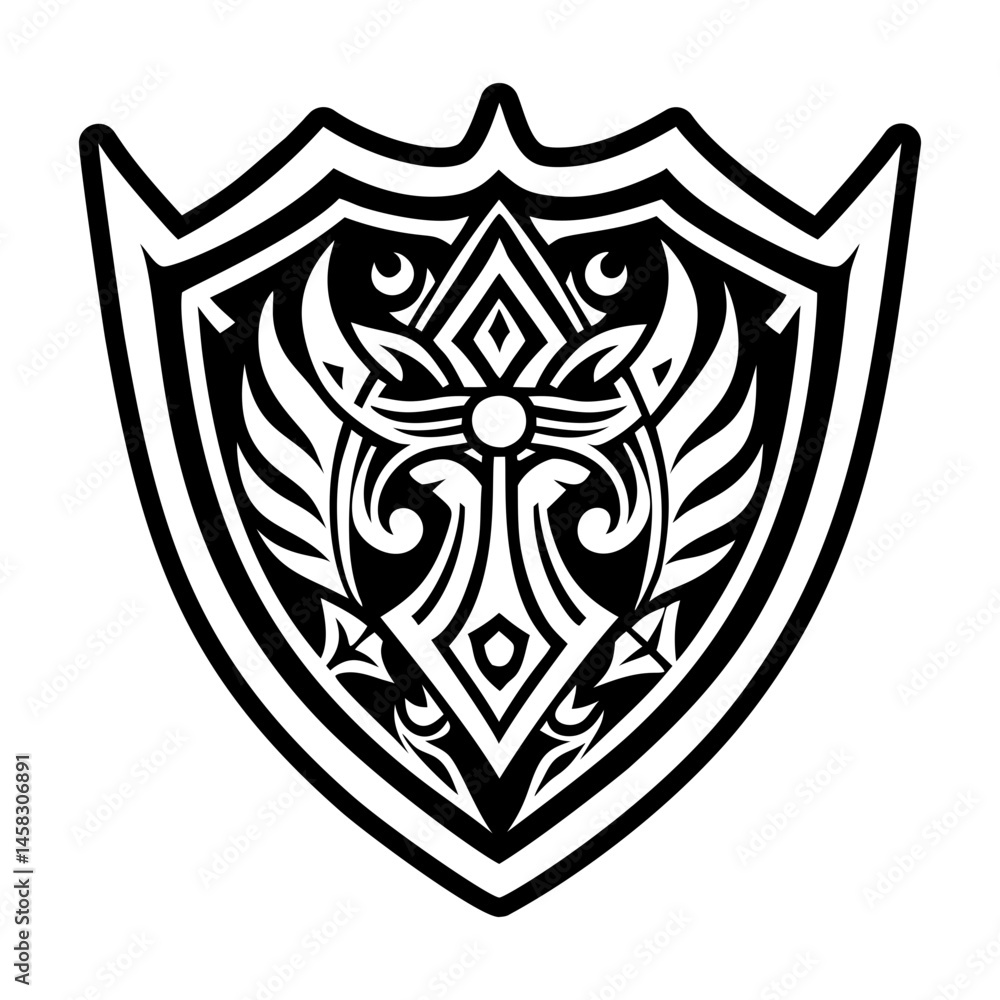 Obraz premium A filled style icon of warrior shield symbol