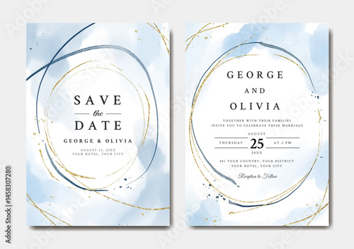 Abstract watercolor wedding invitation template