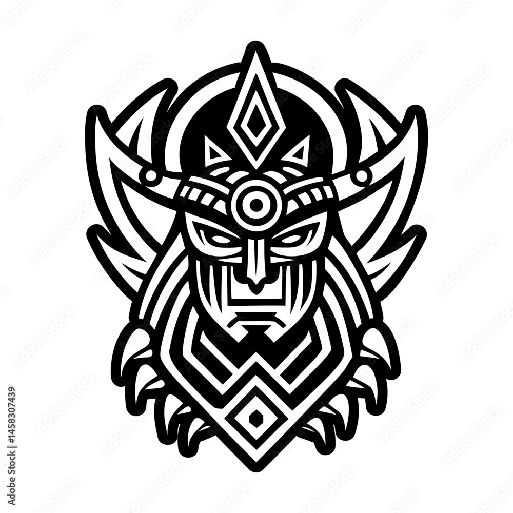 Obraz premium A glyph style icon of ancient warrior tattoo