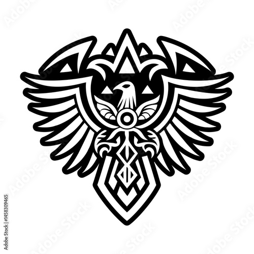 A filled style icon of thunderbird symbol tattoo