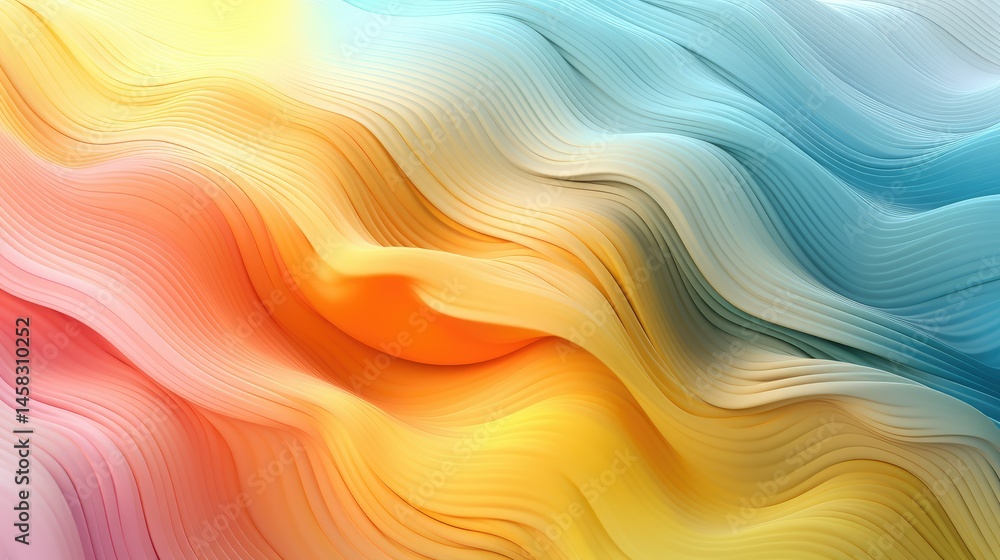 Obraz premium Abstract Colorful Waves: A Serene, Soothing Digital Painting