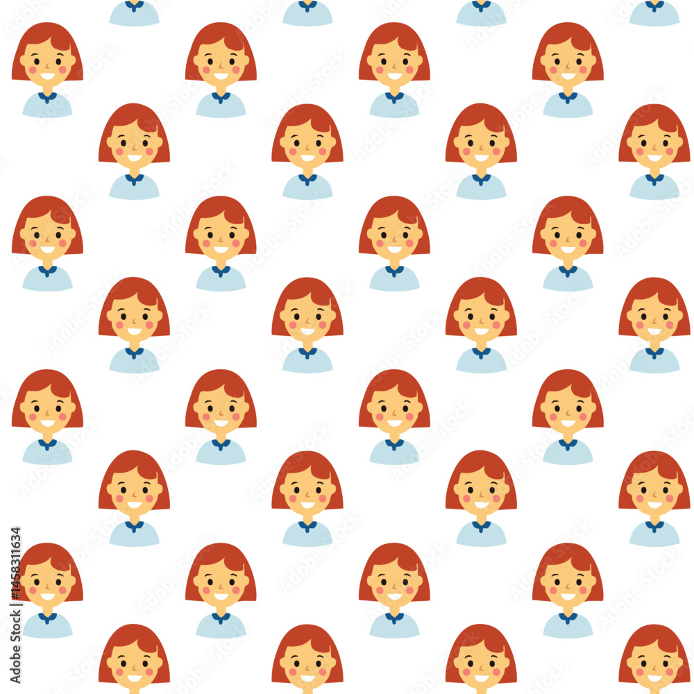 Cute girl face seamless pattern vector background Cute girl face seamless pattern vector background