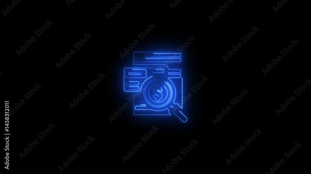 Glowing neon checking icon.HD motion graphic video animation with neon effects.isolated on a black background. Glowing neon checking icon.HD motion graphic video animation with neon effects.isolated on a black background.