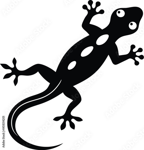 Minimalistic vector silhouette of a clinging gecko with spread toes on white background great for exotic pet or reptile art