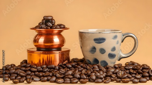 Copper Coffee Grinder Beans Aromatic Cup Brew