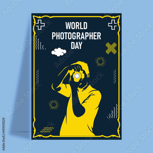 Flat vertical poster template for world photography day celebration