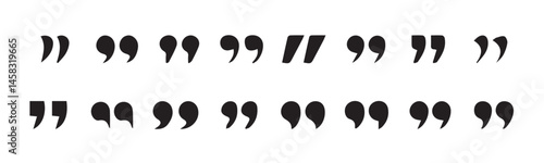 Set of quote mark. Quotes icon vector set. Quotemarks outline, speech marks, inverted commas or talking marks collection. black quotes icon set.  inverted commas symbol. vector illustration eps 10.