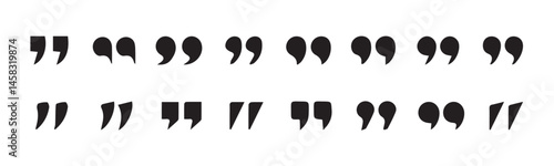 Set of quote mark. Quotes icon vector set. Quotemarks outline, speech marks, inverted commas or talking marks collection. black quotes icon set.  inverted commas symbol. vector illustration eps 10.