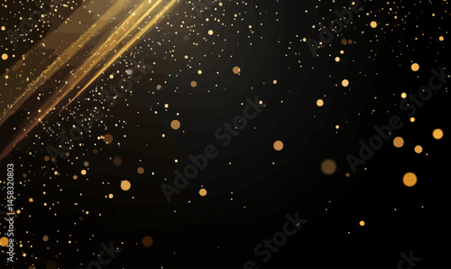 Elegant Golden Sparkle with Diagonal Glow on Black Background for Award Design