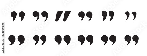 Set of quote mark. Quotes icon vector set. Quotemarks outline, speech marks, inverted commas or talking marks collection. black quotes icon set.  inverted commas symbol. vector illustration eps 10.