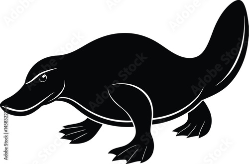 Minimalistic vector silhouette of a waddling platypus on white background perfect for Australian wildlife or unique animal design themes