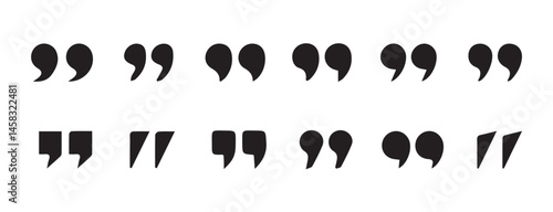 Set of quote mark. Quotes icon vector set. Quotemarks outline, speech marks, inverted commas or talking marks collection. black quotes icon set.  inverted commas symbol. vector illustration eps 10.