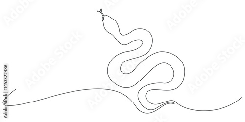 continuous line drawing of a snake.minimalist line drawing of a snake winding its way.single line vector illustration